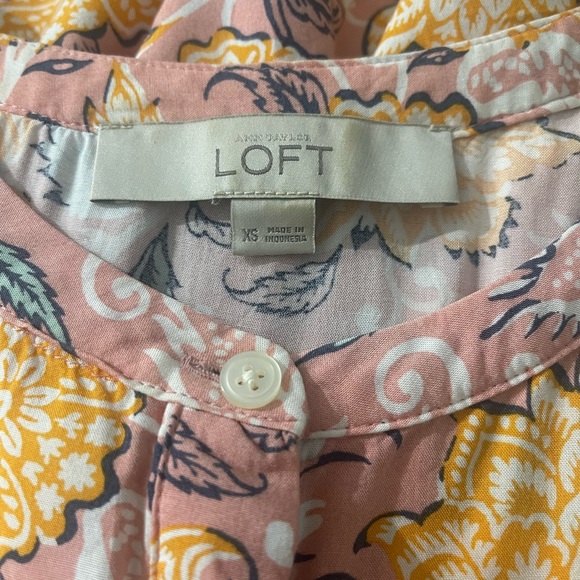 Ann Taylor LOFT Yellow Pink Boho Floral Print Sleeveless Dress Sz XS - Picture 14 of 15